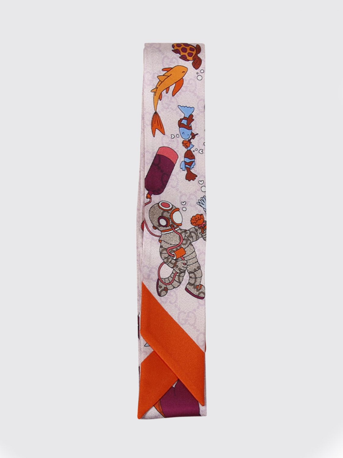 GUCCI Bandeau in twill di seta con stampa grafica