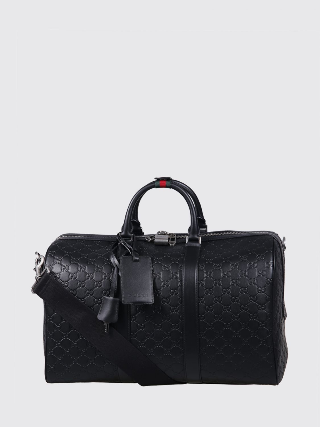 GUCCI GUCCI GG Emblem Leather Duffle Bag with Embossed GG Monogram　GUCCI GGエンブレム レザー ダッフルバッグ エンボスGGモノグラム