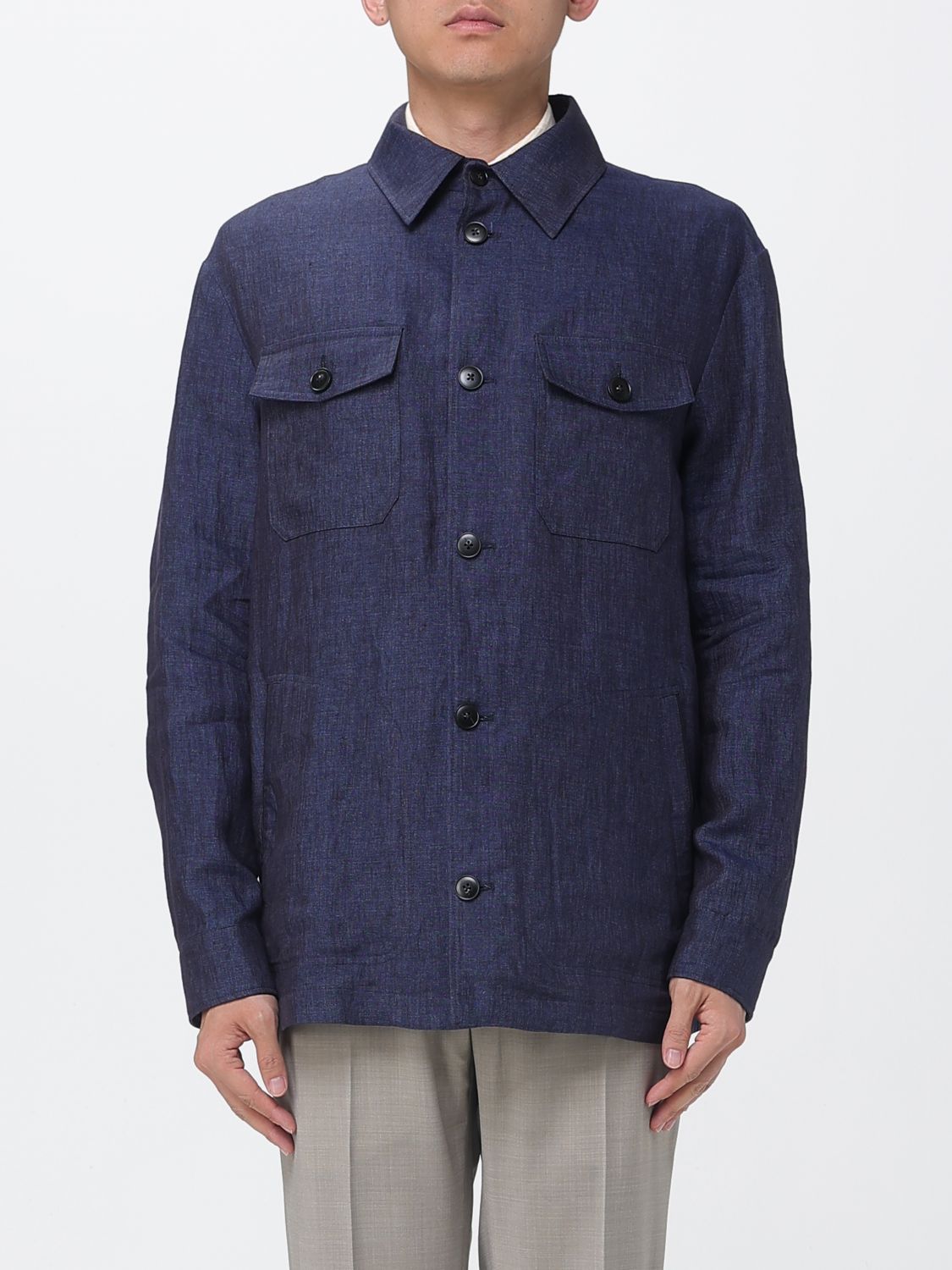 Canali Linen Shirt Jacket · 56