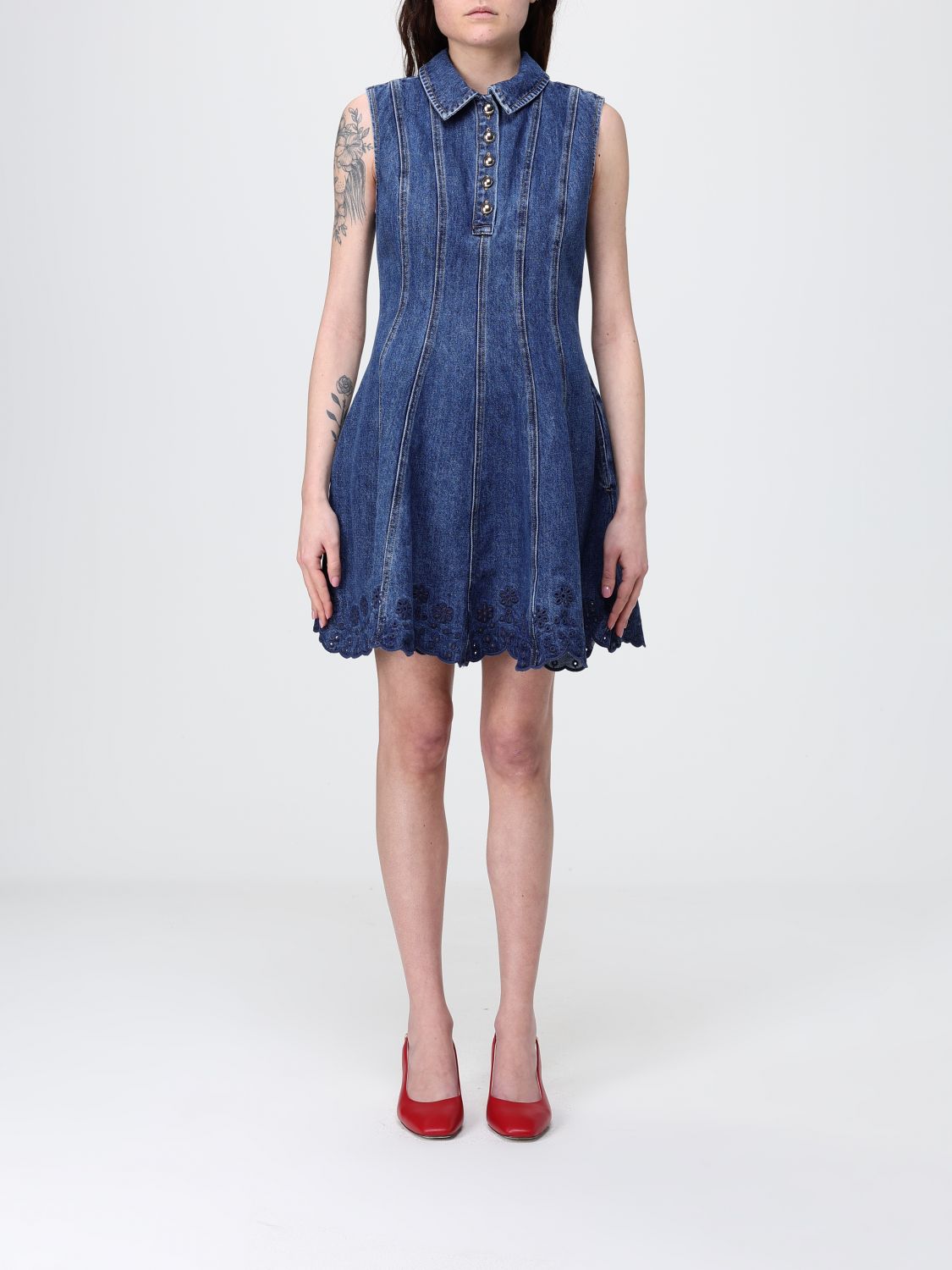 SELF-PORTRAIT Cotton Denim Shirtdress　SELF-PORTRAIT コットンデニム シャツドレス SELF-PORTRAIT