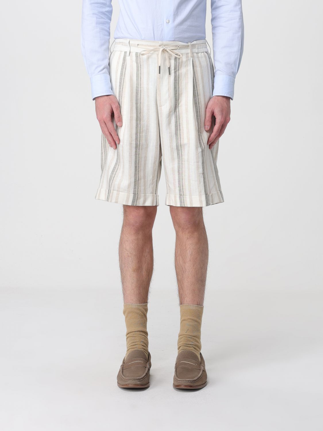 TAGLIATORE Classic Striped Linen Blend Shorts　TAGLIATORE クラシック ストライプ リネン ブレンド ショートパンツ TAGLIATORE