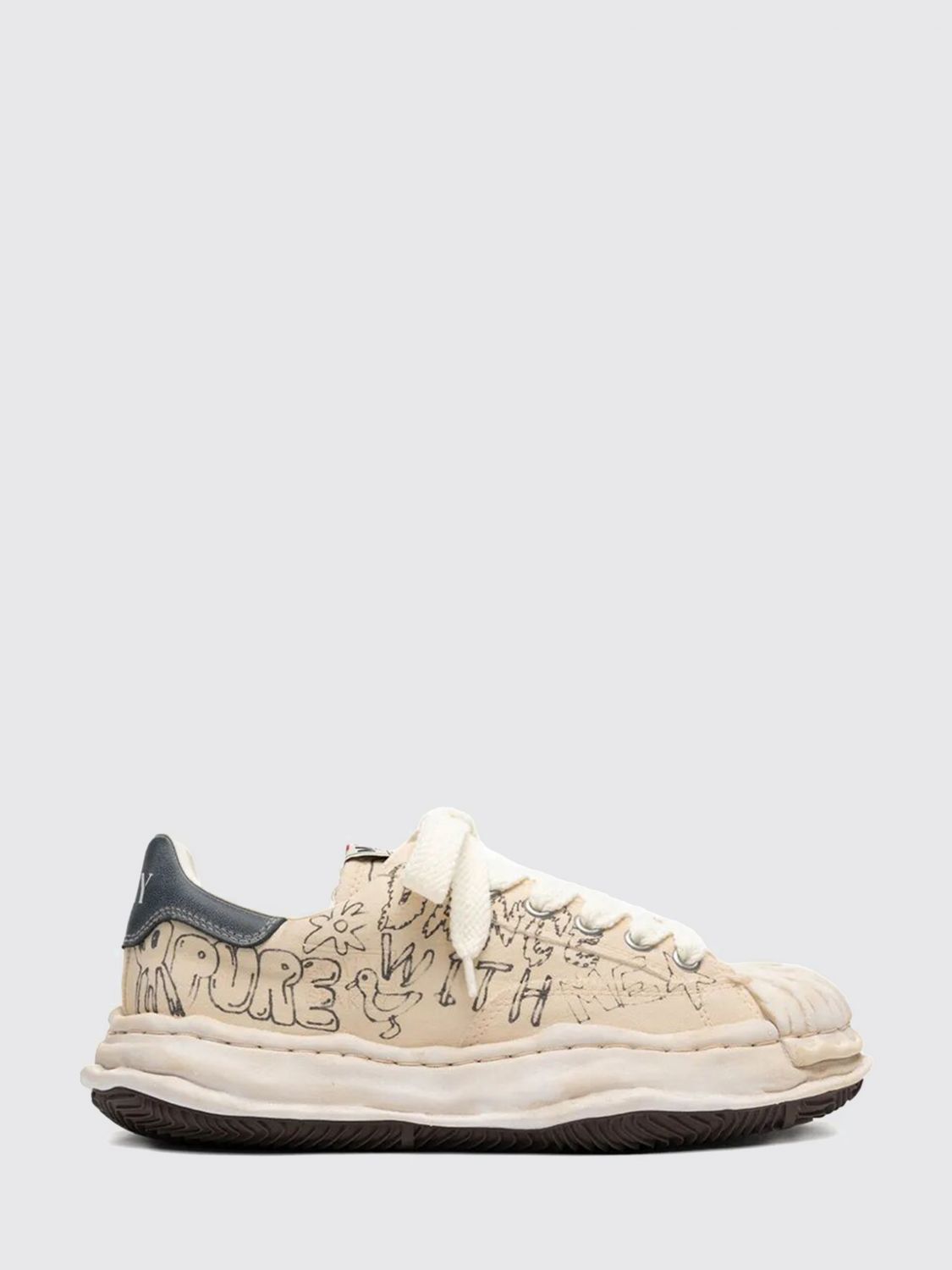 MAISON MIHARA YASUHIRO Blakey OG Used Effect Printed Cotton Canvas Sneakers　MAISON MIHARA YASUHIRO Blakey OG ユーズドエフェクトプリントコットンキャンバススニーカー MAISON