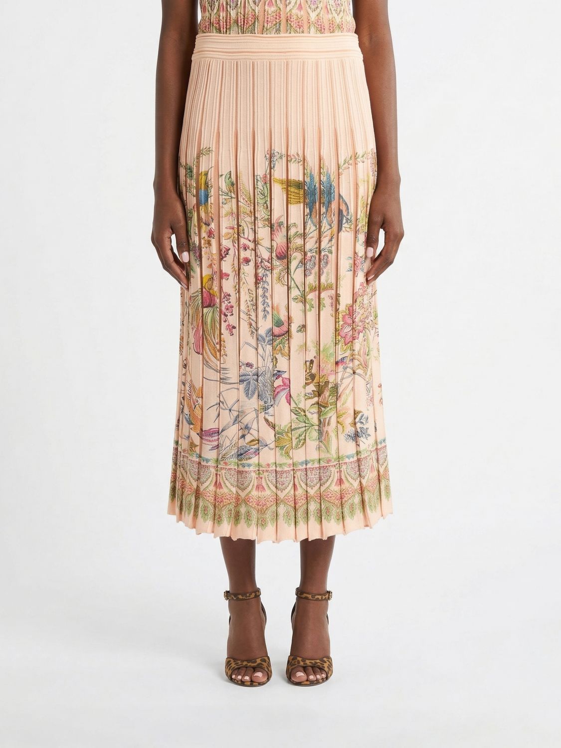 Etro Printed Viscose Blend Pleated Skirt · 42