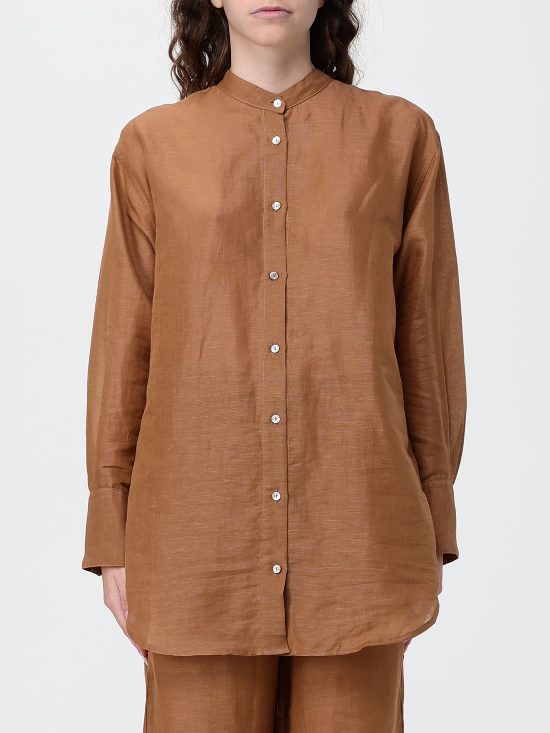120% LINO Camicia Donna colore Cuoio