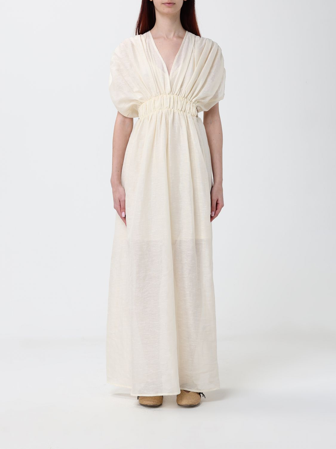 120% LINO Dress Woman color Yellow