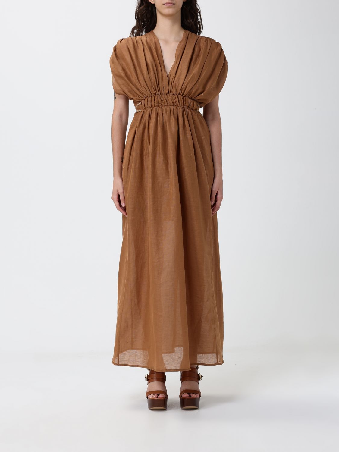 120% LINO Dress Woman color Leather