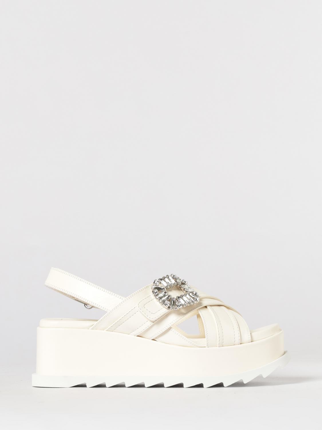 ROGER VIVIER Slidy Viv' Keilsandale aus Leder mit Juwelenschnalle