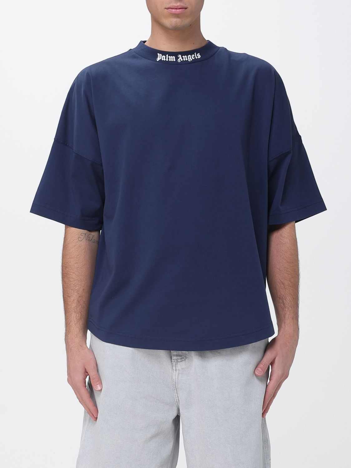 PALM ANGELS Cotton T-shirt with Logo　PALM ANGELS ロゴ入りコットンTシャツ PALM