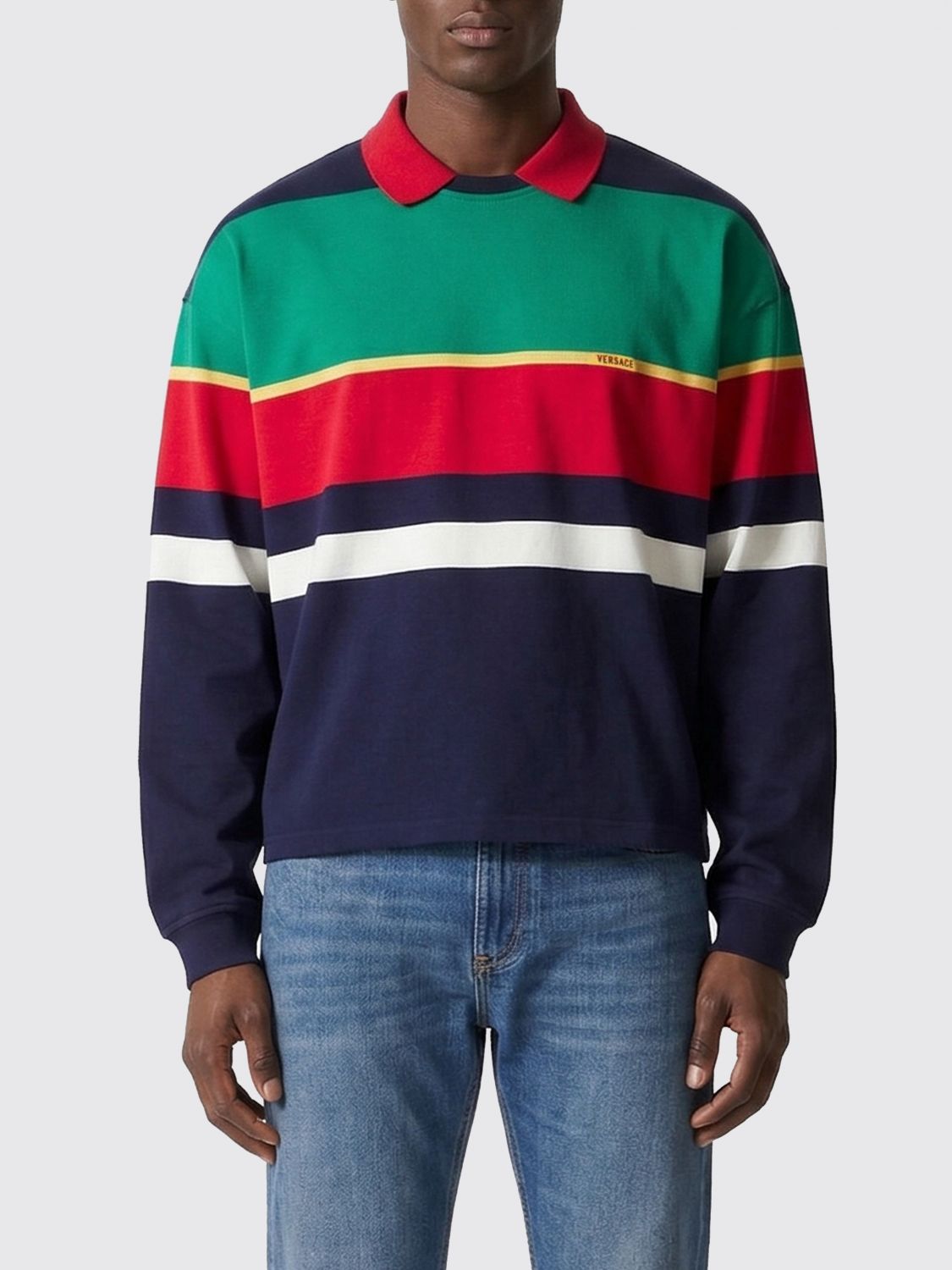 VERSACE Gestreiftes Baumwoll-Polohemd