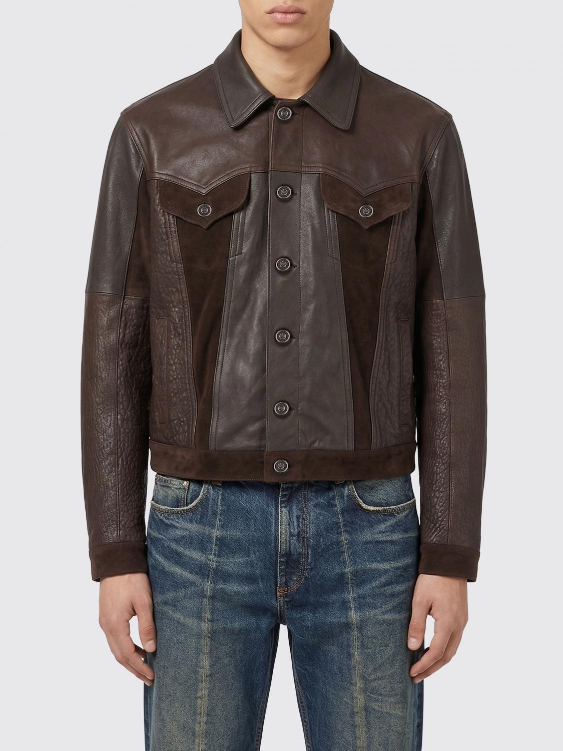 Versace Leather Jacket In Brown