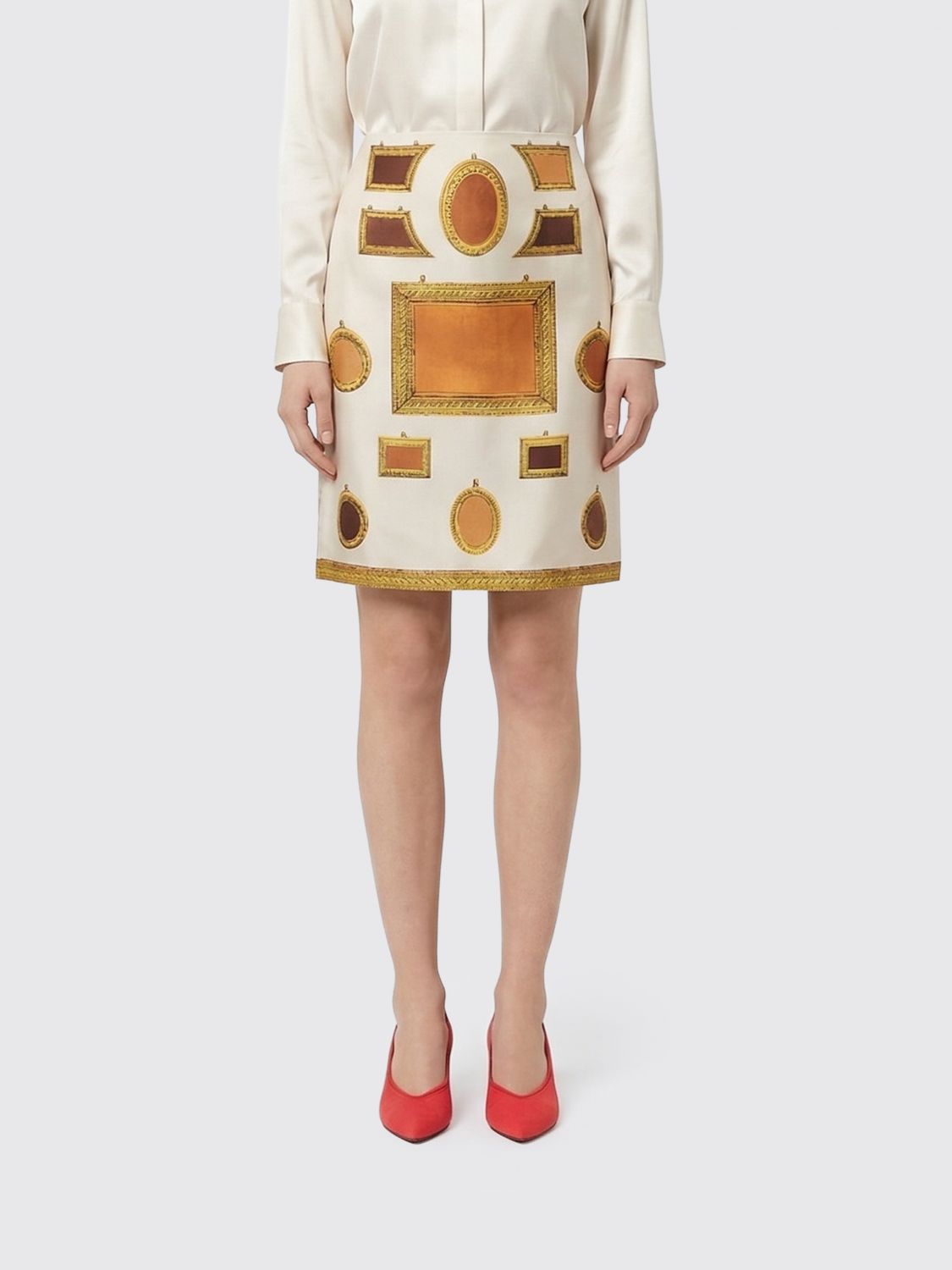 VERSACE VERSACE Mini Skirt in Silk with Graphic Print　VERSACE グラフィックプリント シルク ミニスカート