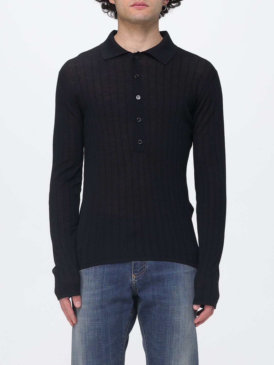 SAINT LAURENT Polo in maglia di lana