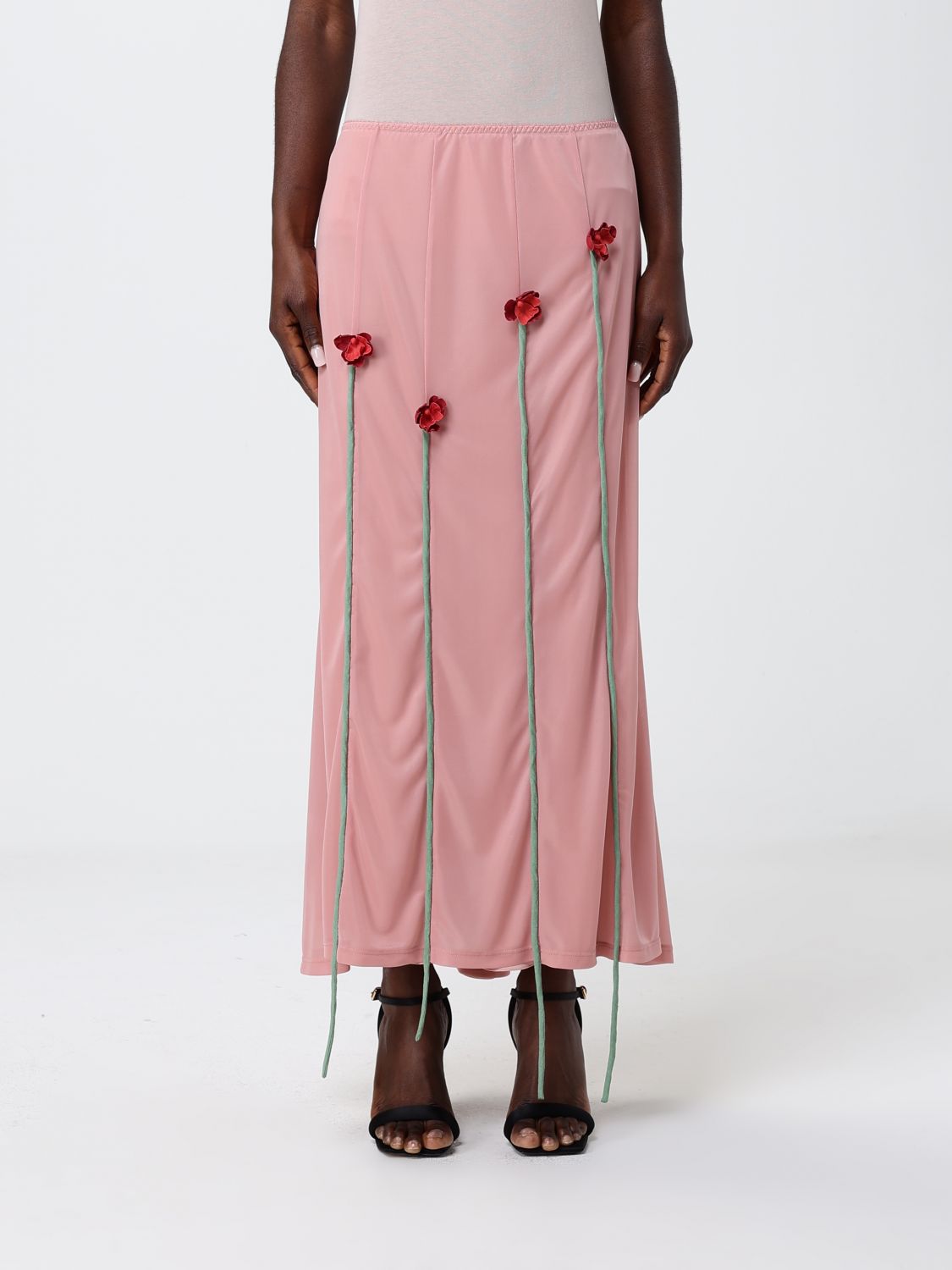 MOSCHINO COUTURE Jersey-Midirock mit applizierten Blumen