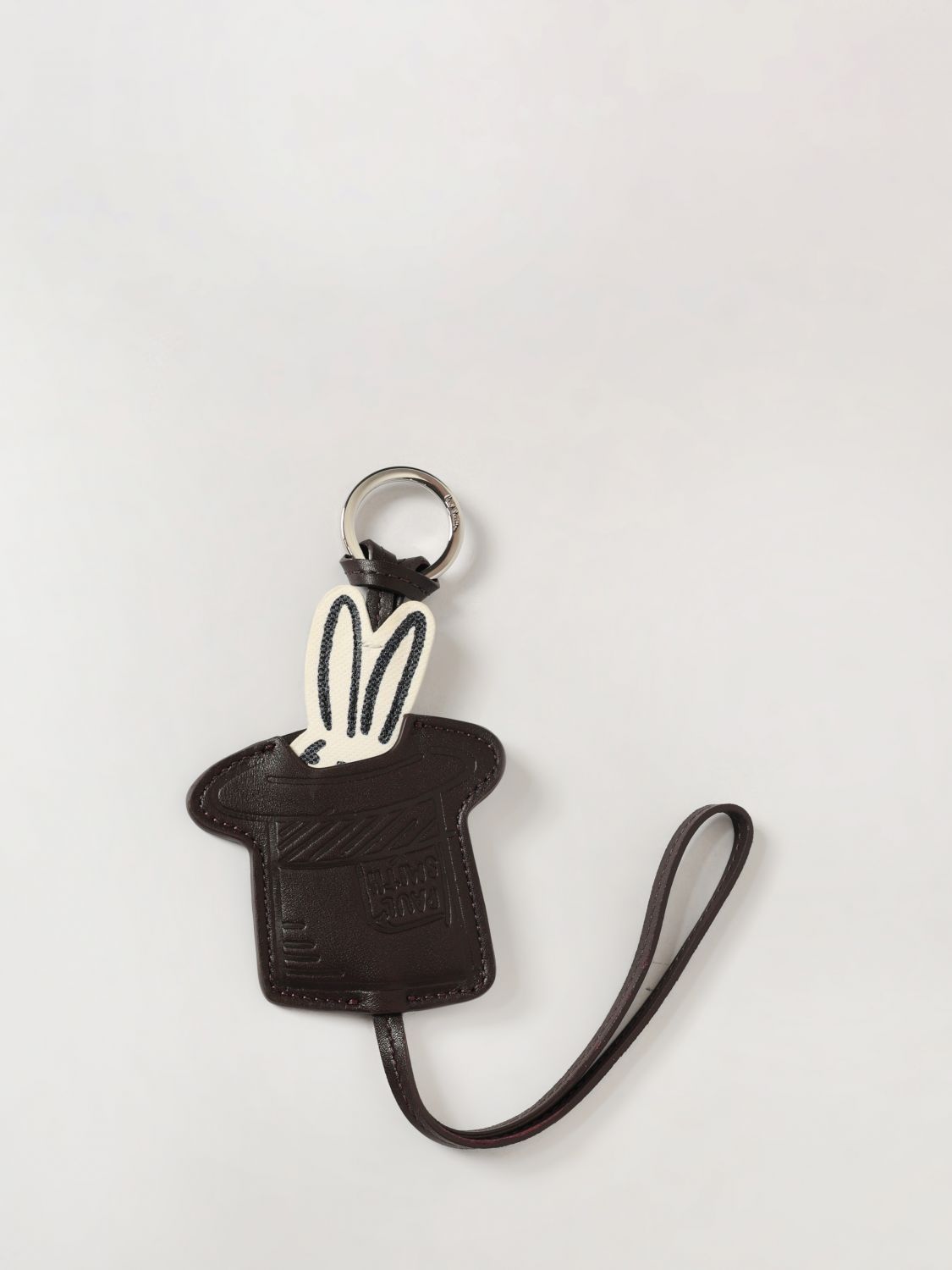 Paul Smith Rabbit Leather Keychain In Black