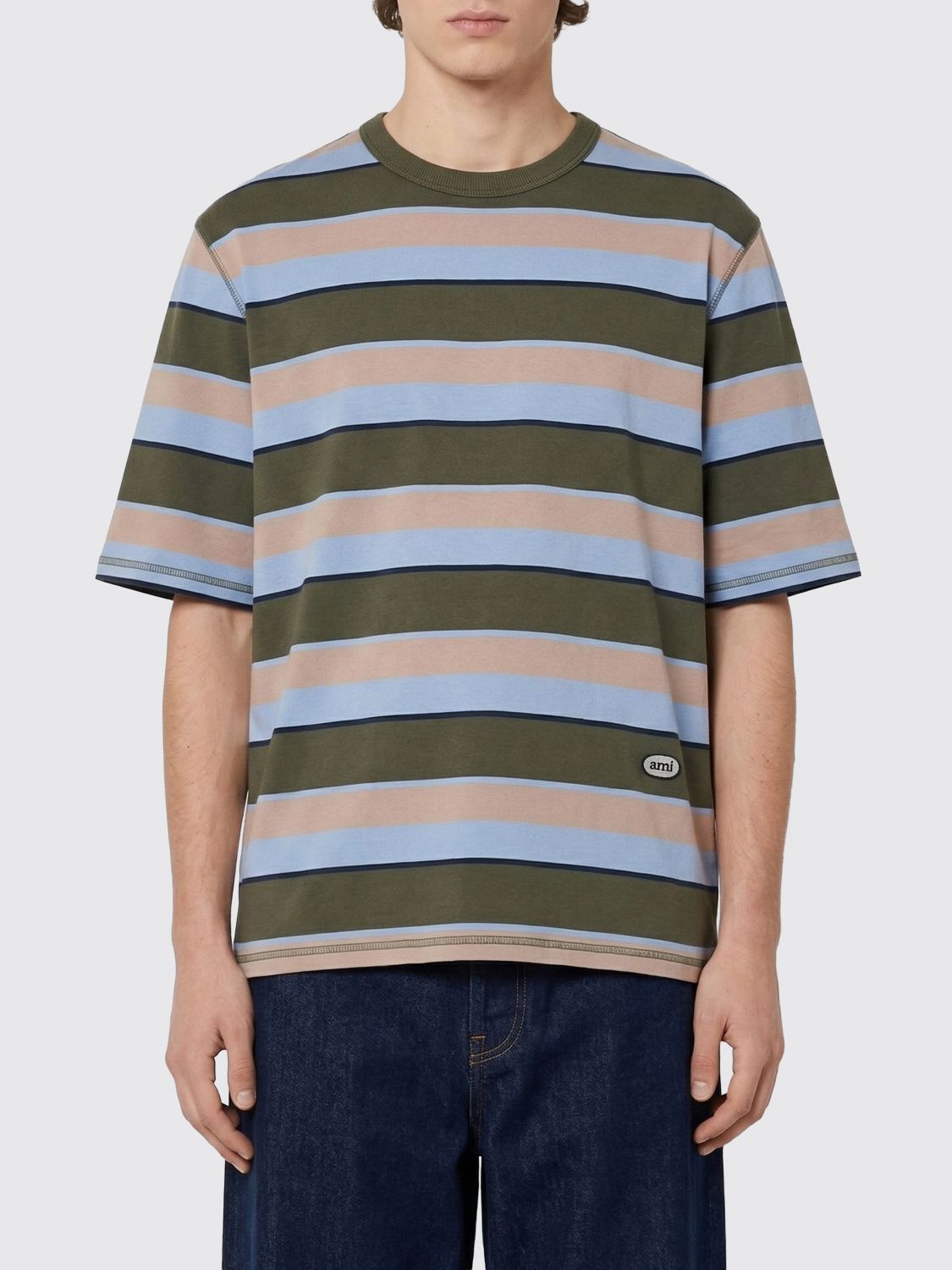AMI PARIS Gestreiftes Baumwoll-T-Shirt