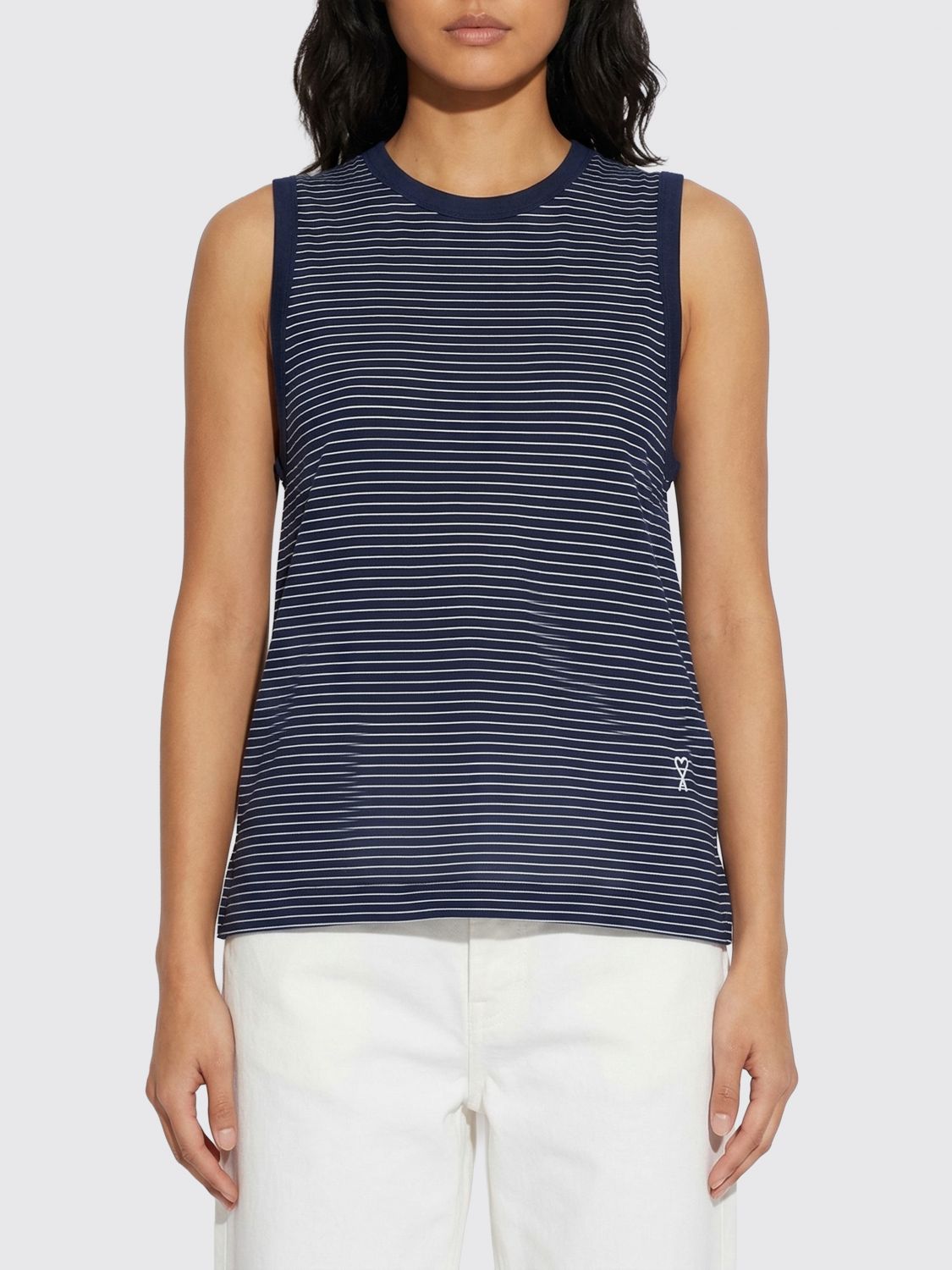 AMI PARIS Striped Cotton Sleeveless Top　AMI PARIS ストライプコットンノースリーブトップ AMI