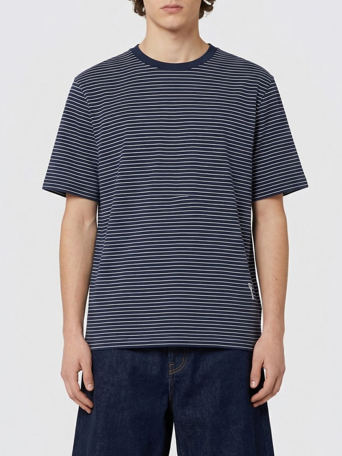 Ami Alexandre Mattiussi Ami Paris Striped Cotton T-shirt In Blue
