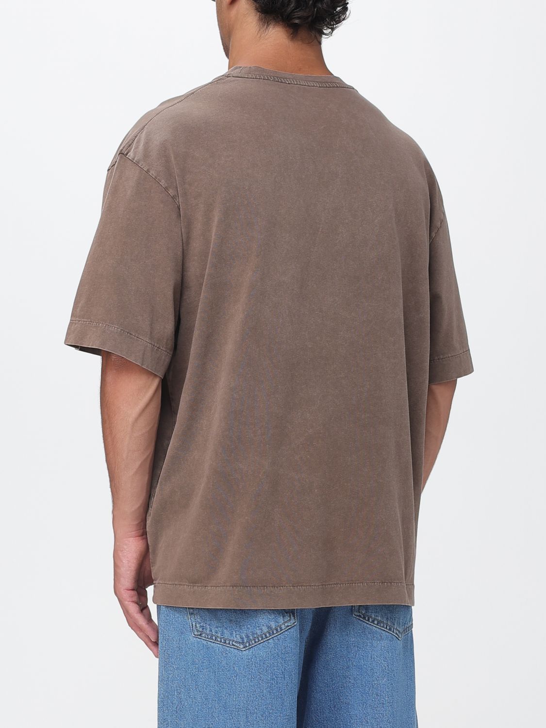 Off-white Logo Printed Crewneck T-shirt In Brown