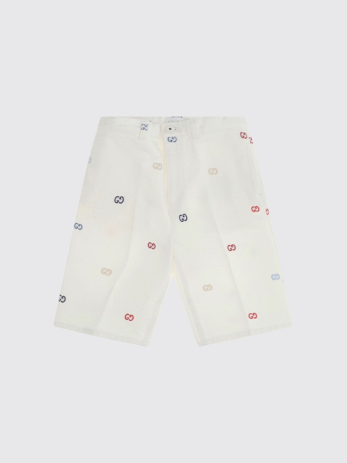 GUCCI Pantaloncini sartoriali in cotone con motivo monogram