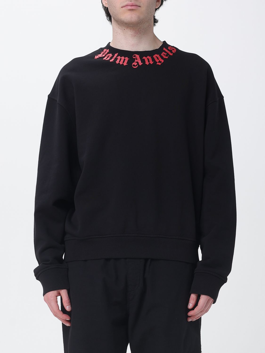 PALM ANGELS Cotton Hoodie with Logo Print　PALM ANGELS ロゴプリント入りコットンパーカー PALM
