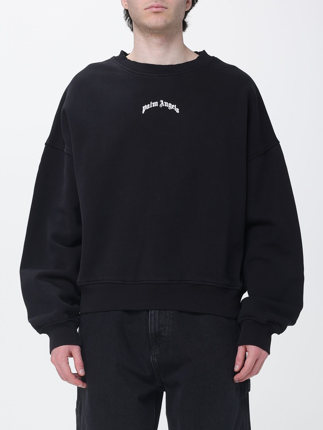 PALM ANGELS Cotton Sweatshirt with Logo Print　PALM ANGELS ロゴプリント コットン スウェットシャツ PALM