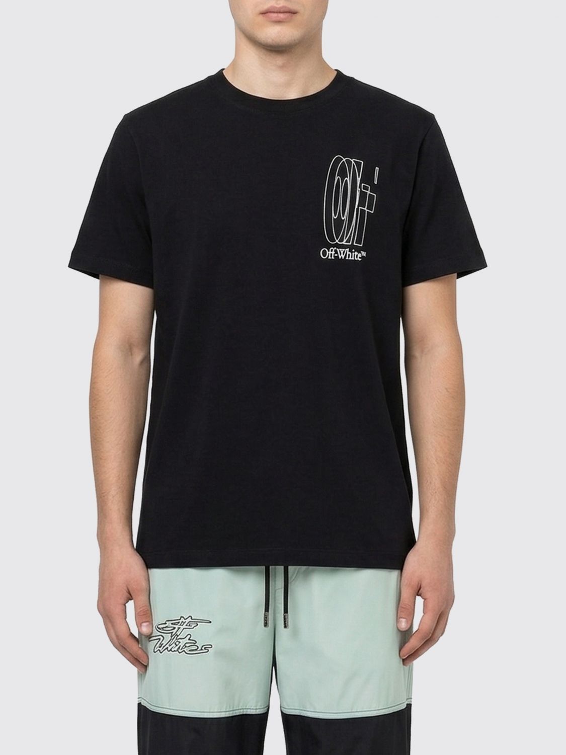 Off-White Cotton T-Shirt with Logo　ロゴ付きオフホワイト コットン T シャツ Off-White