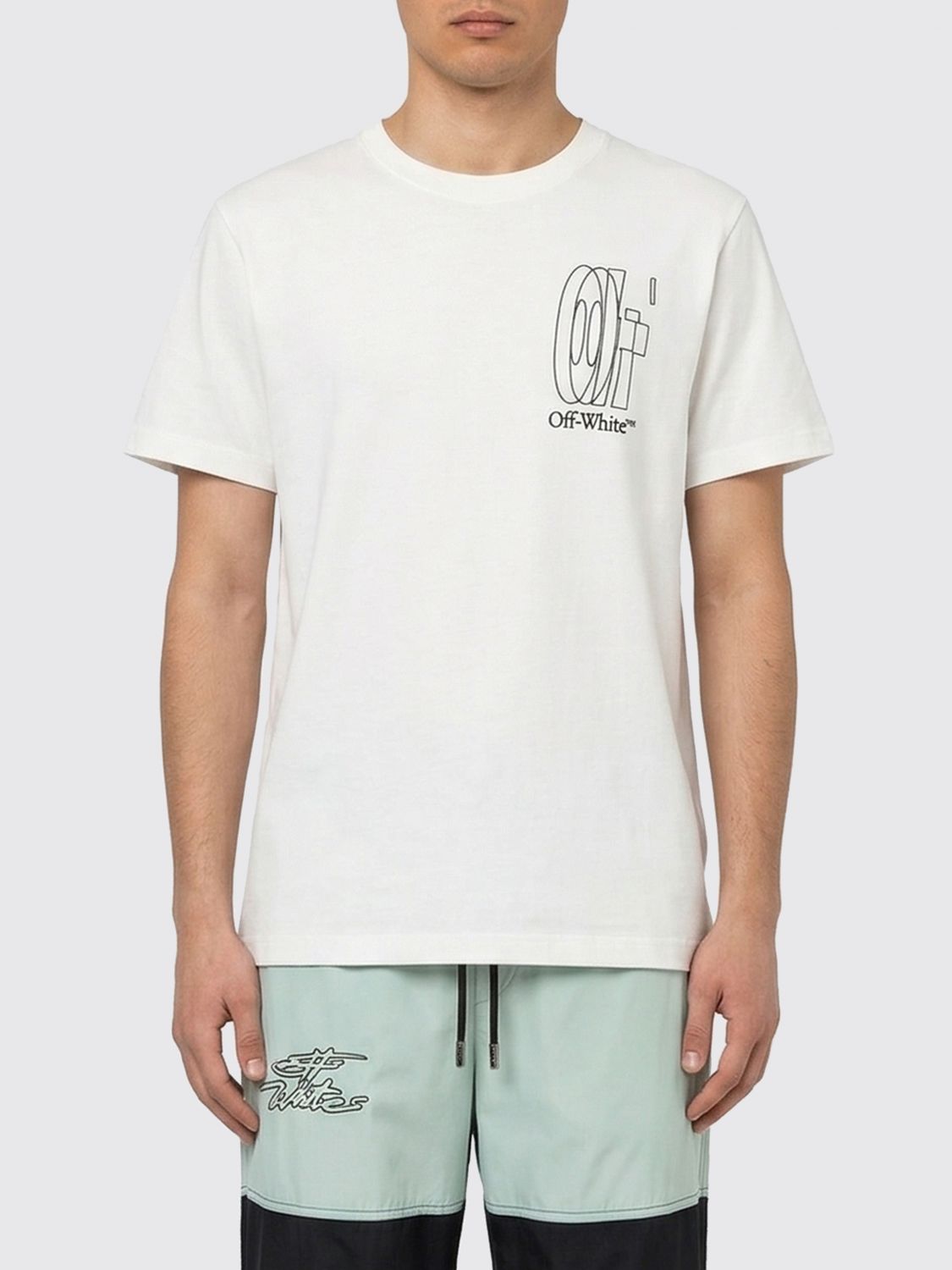 Off-White Cotton T-Shirt with Arrow Logo
