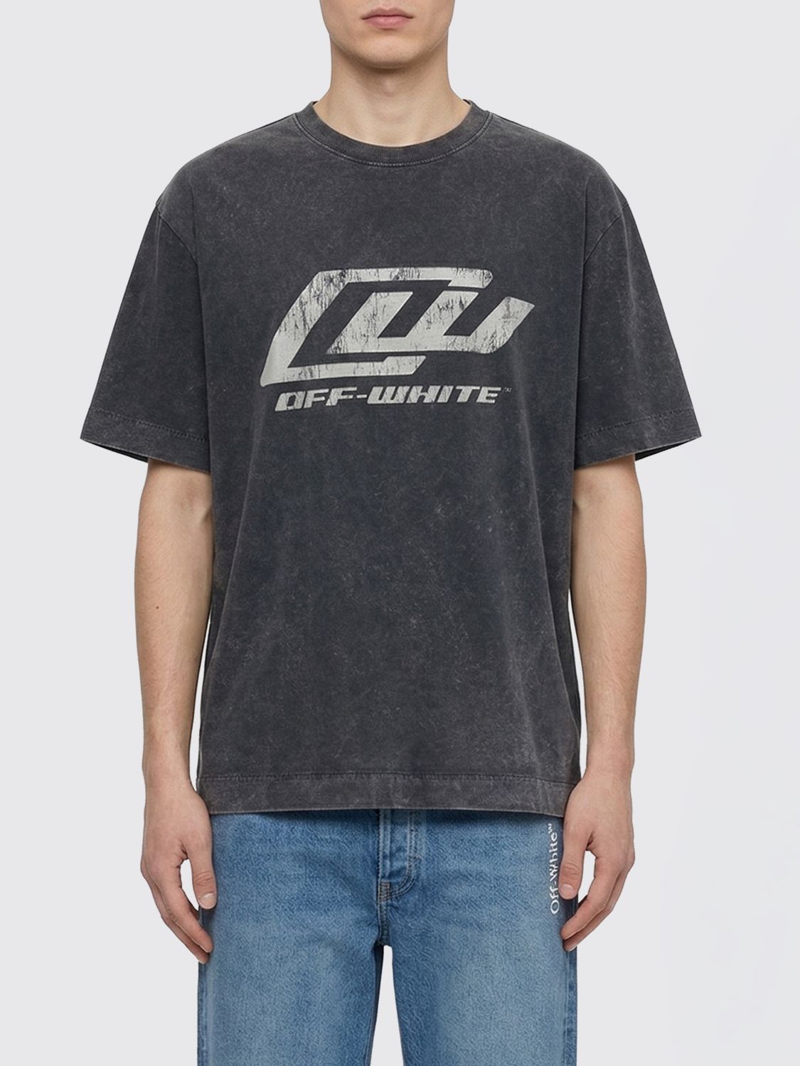 Off-White Off-White Cotton T-Shirt with Logo　ロゴ付きオフホワイト コットン T シャツ