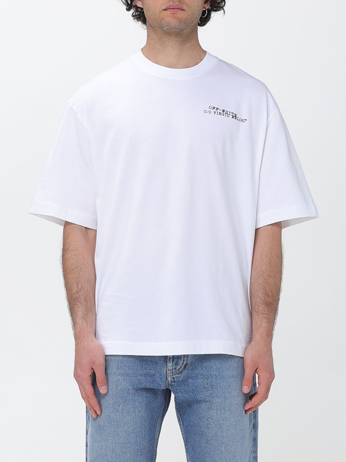 Off-White Cotton T-Shirt with Logo　ロゴ付きオフホワイト コットン T シャツ Off-White