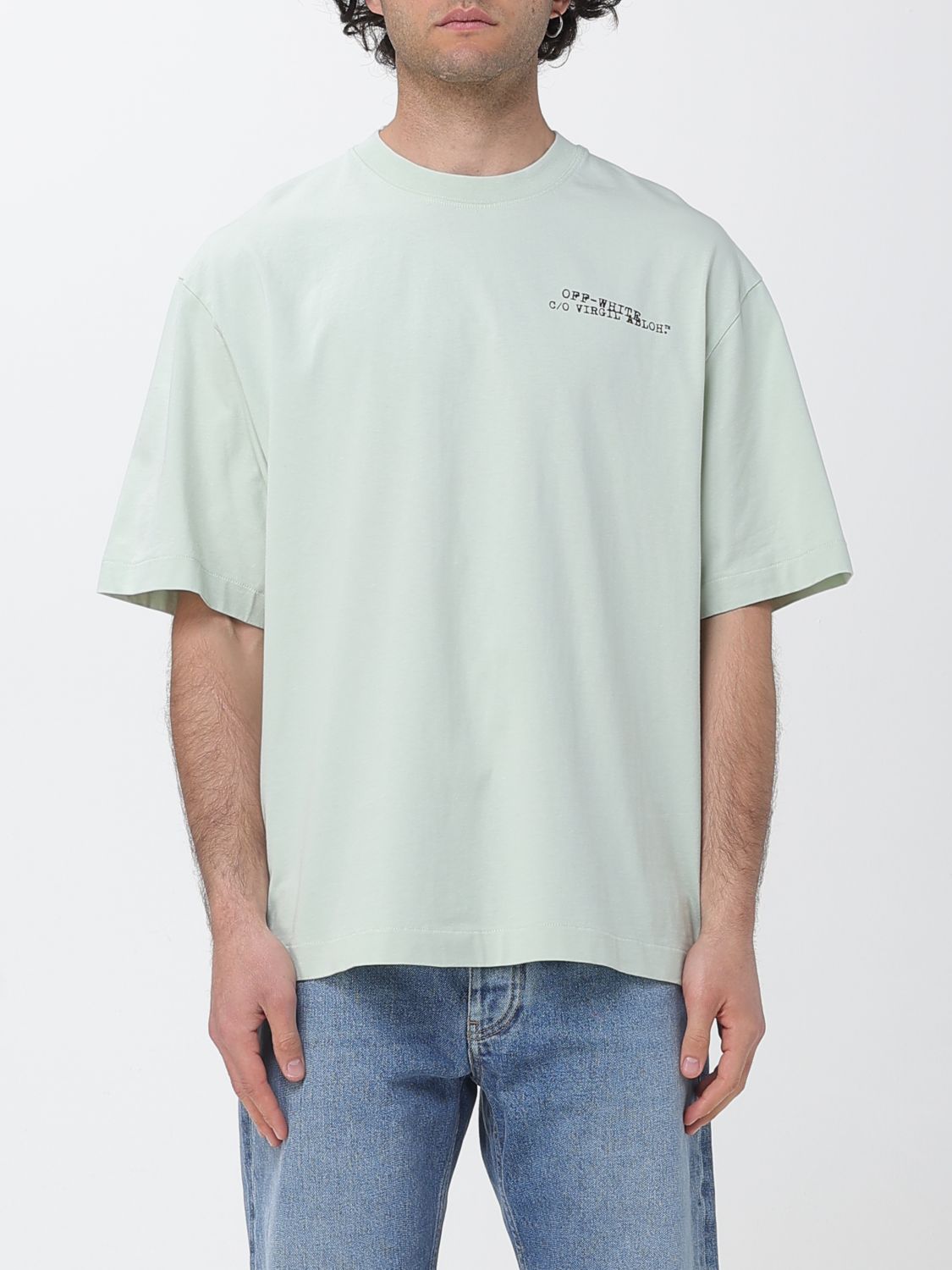 Off-White Cotton T-Shirt with Logo　ロゴ付きオフホワイト コットン T シャツ Off-White