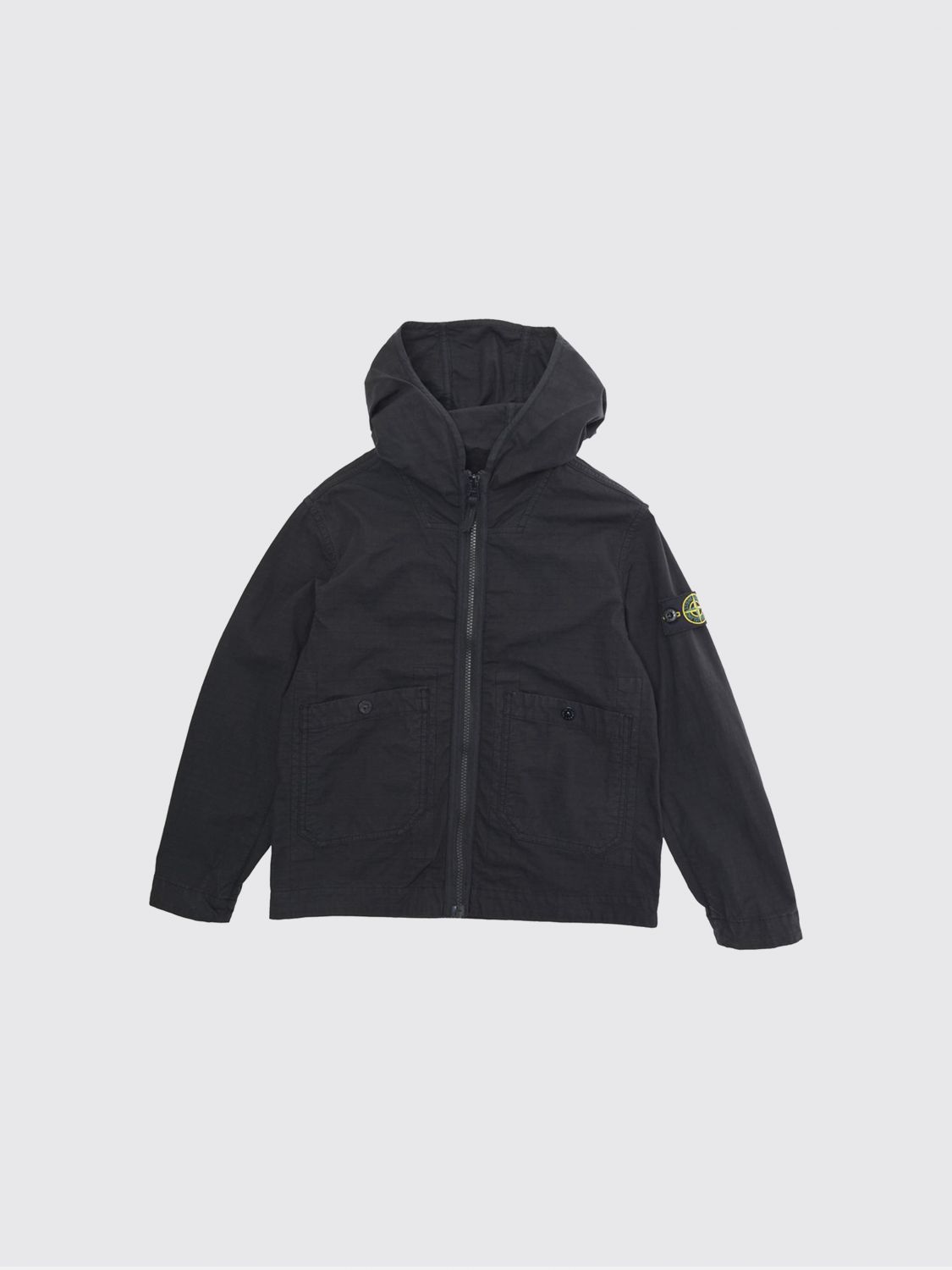 STONE ISLAND JUNIOR Giacca in cotone con cappuccio