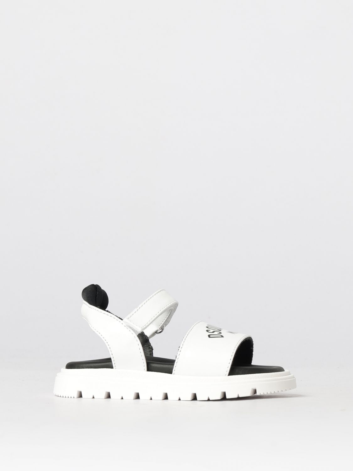 DSQUARED2 Leder-Sandalen mit Logo-Print
