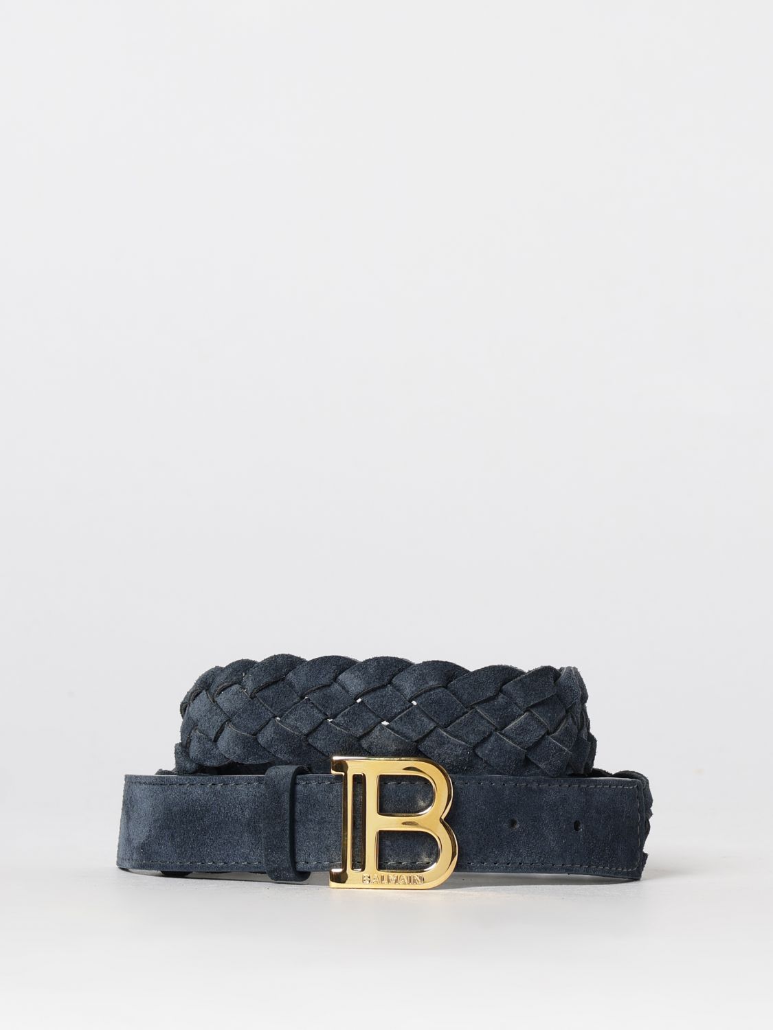 BALMAIN B woven suede belt