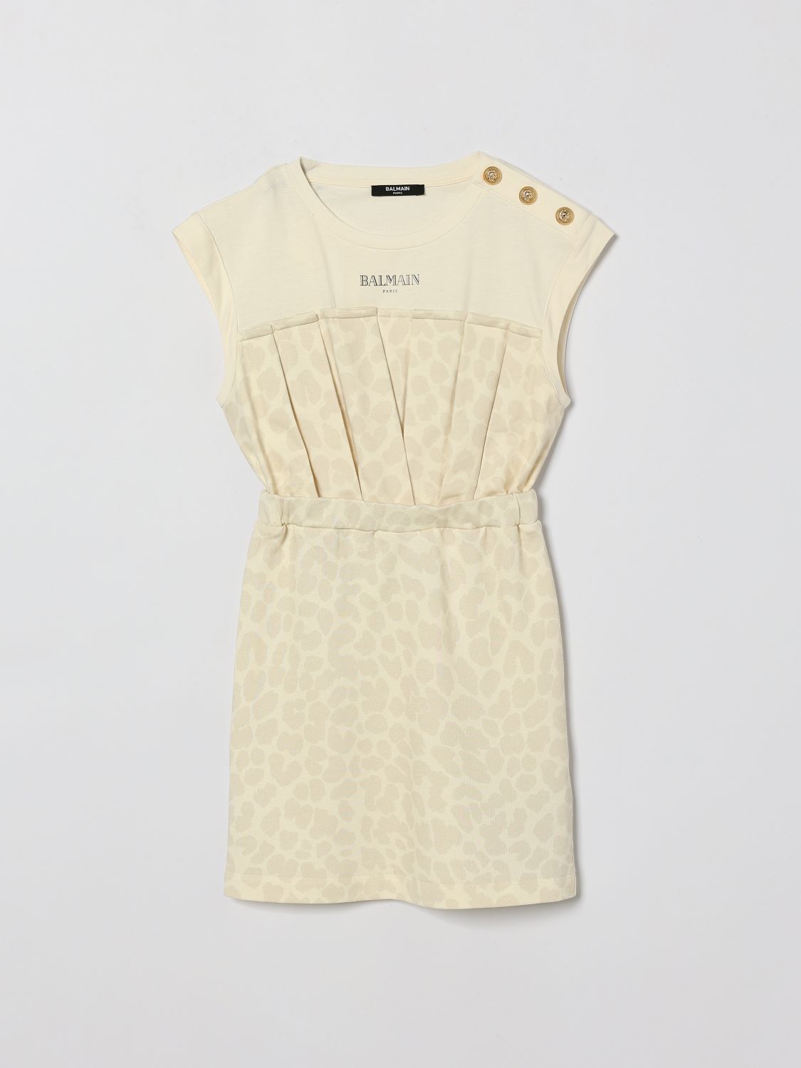 BALMAIN Animal Print Cotton Mini Dress