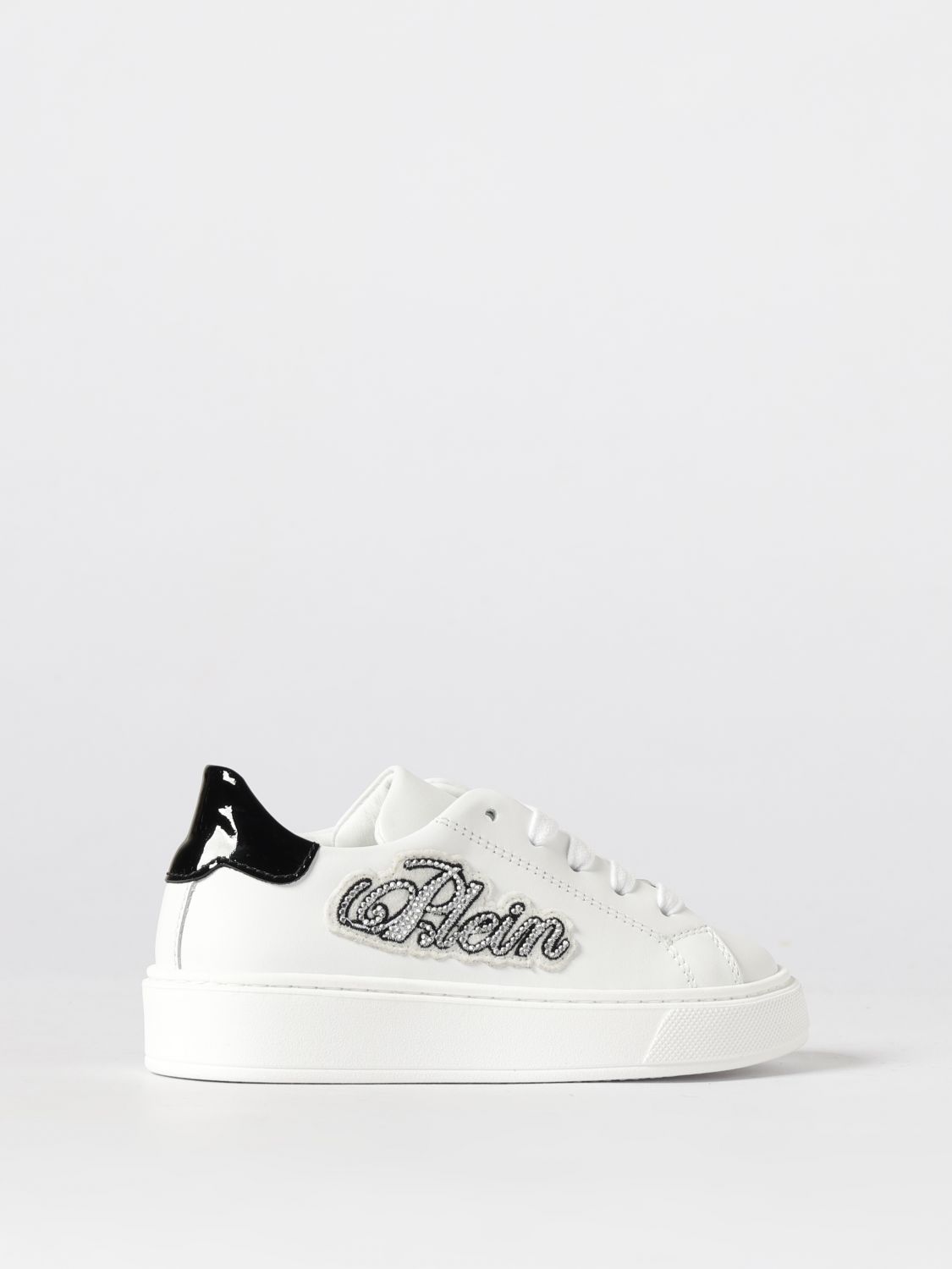 PHILIPP PLEIN Leder-Sneakers mit Strasssteinen