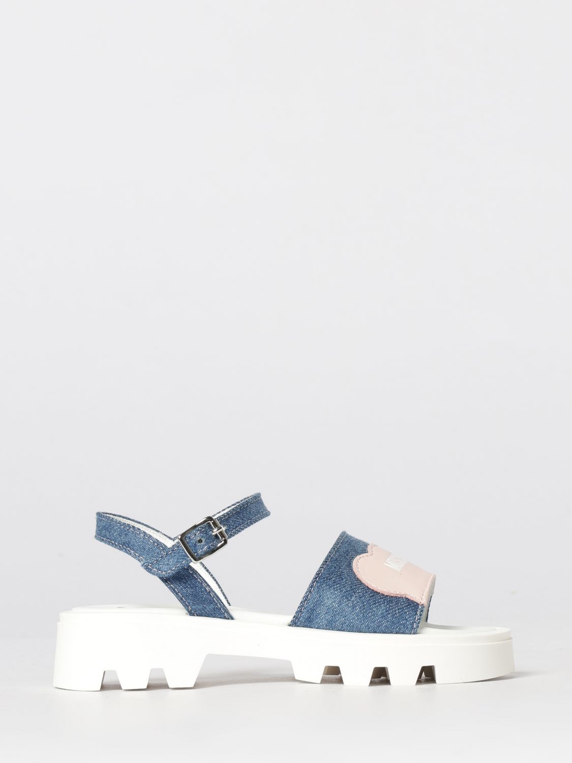 MOSCHINO Denim- und Leder-Sandalen