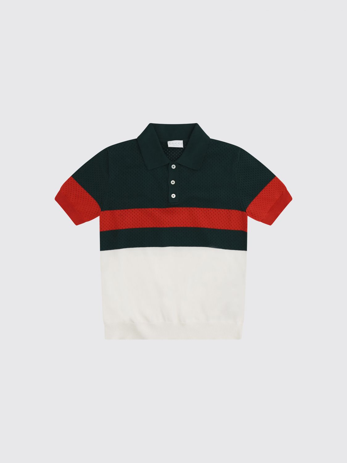 GUCCI Polo in maglia di cotone traforata