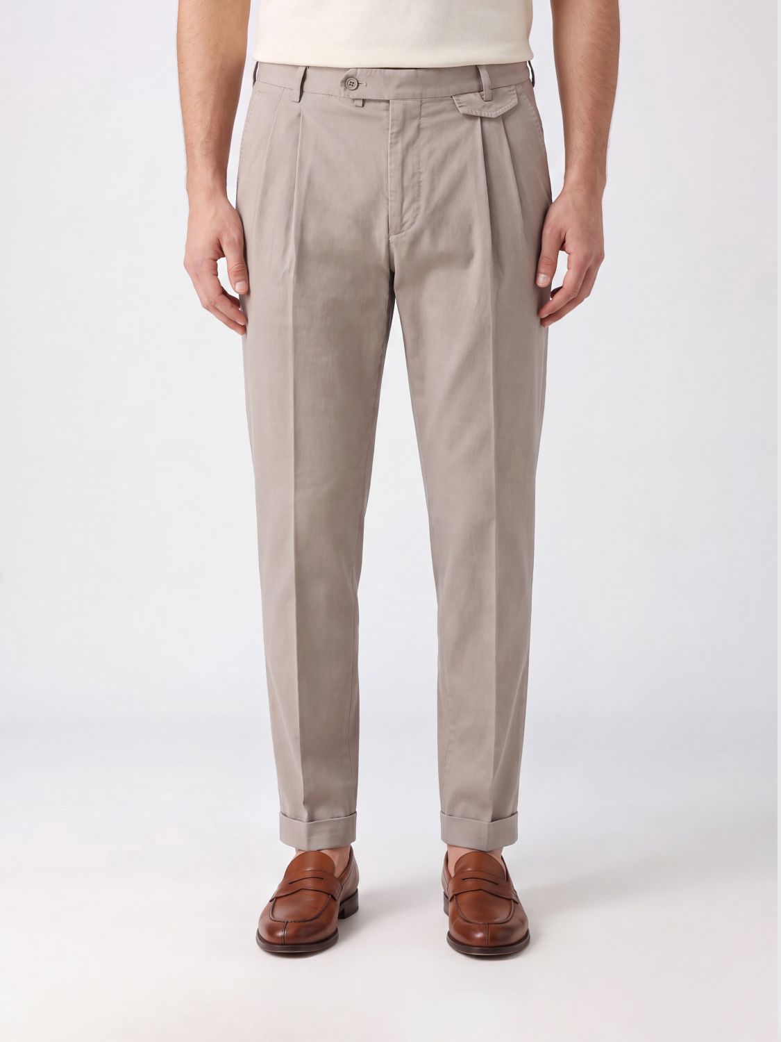 SANTANIELLO Cotton and Linen Tailored Trousers
