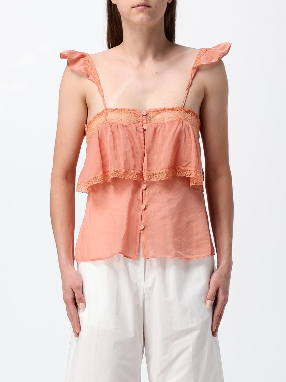 FORTE FORTE Top in cotone e seta con rouches e pizzo