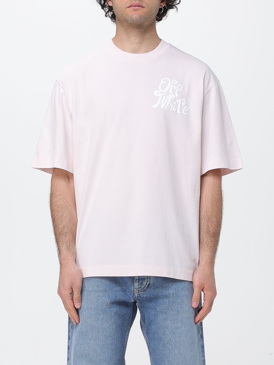 Off-White Off-White Cotton T-Shirt with Logo　ロゴ付きオフホワイト コットン T シャツ