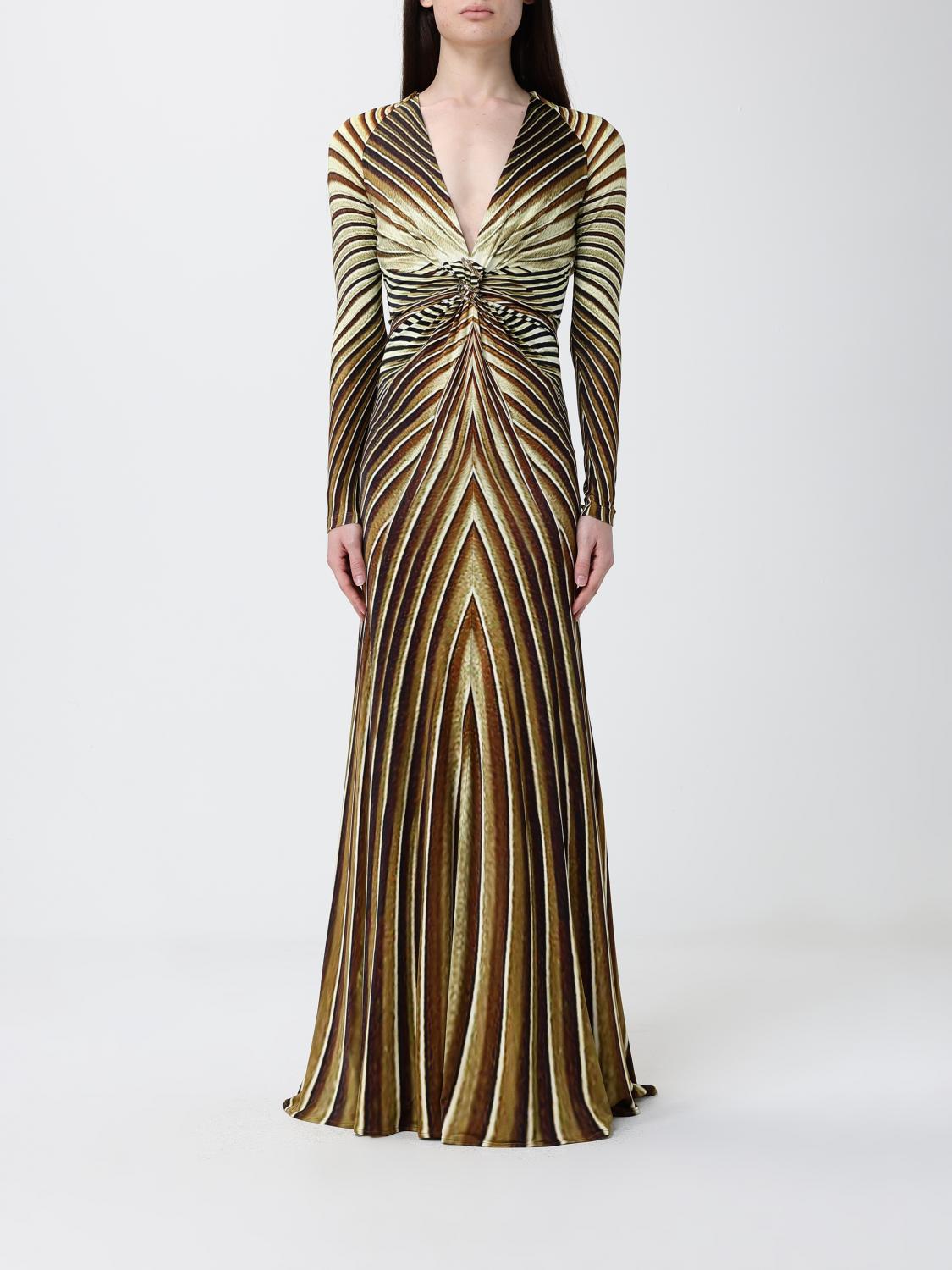 ROBERTO CAVALLI Abito lungo in viscosa stretch stampato