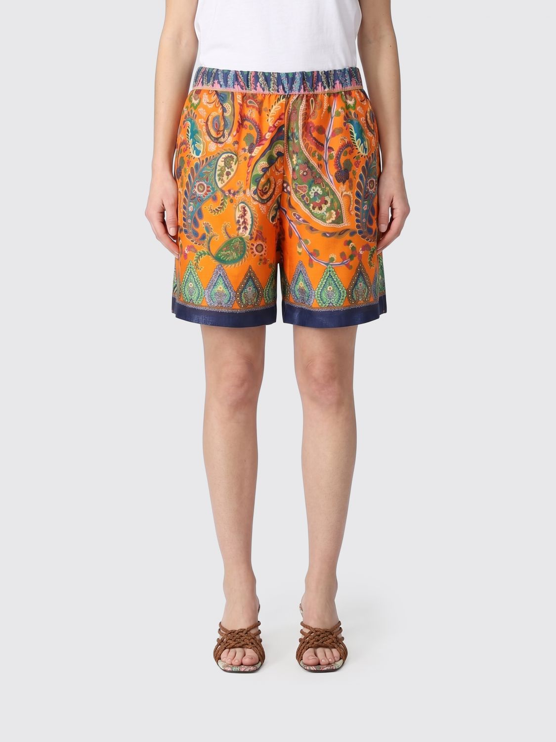 ETRO ETRO Ramie Shorts With Paisley Print　ETRO ラミー ショーツ ペイズリー プリント