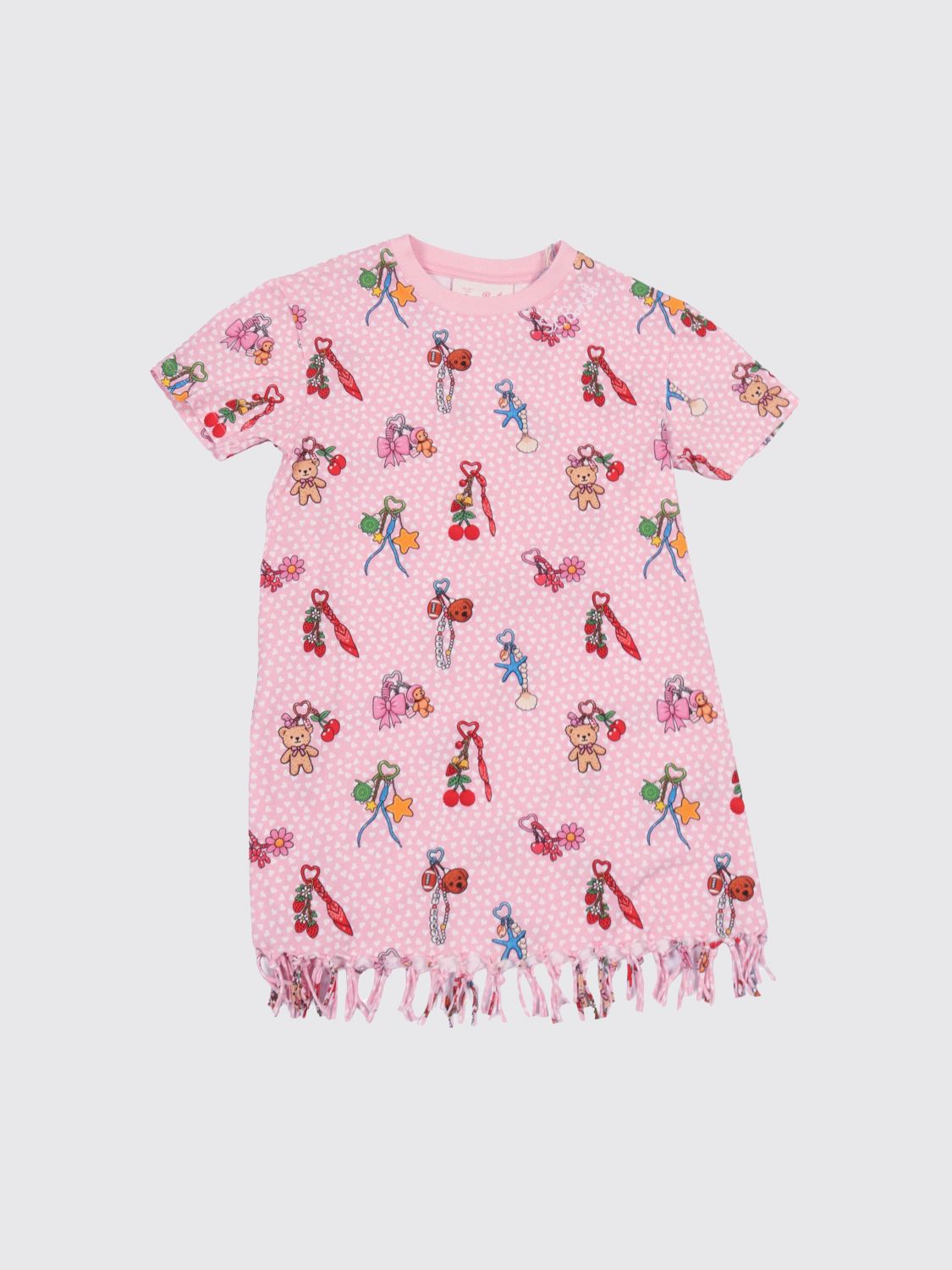 MC2 SAINT BARTH Baumwoll-T-Shirt-Kleid mit Fransen