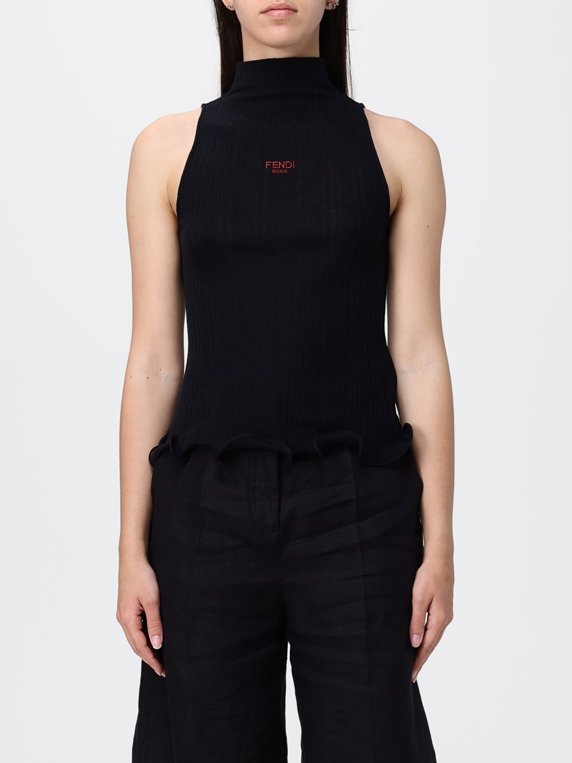 FENDI FENDI Logo Polyester Turtleneck Top　FENDI ロゴ ポリエステル タートルネック トップ