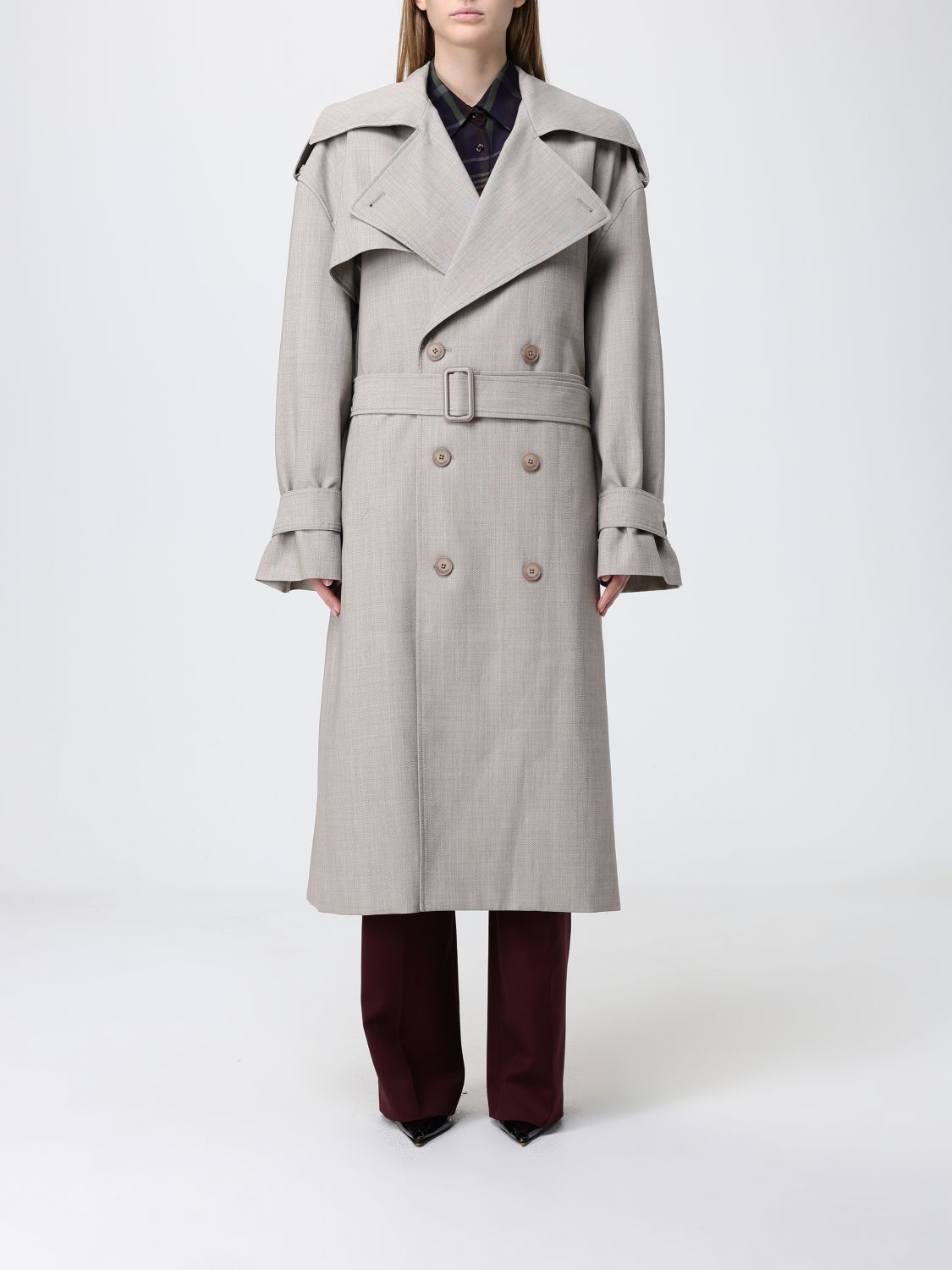 THE FRANKIE SHOP Virgin Wool Blend Oversized Double-Breasted Trench Coat