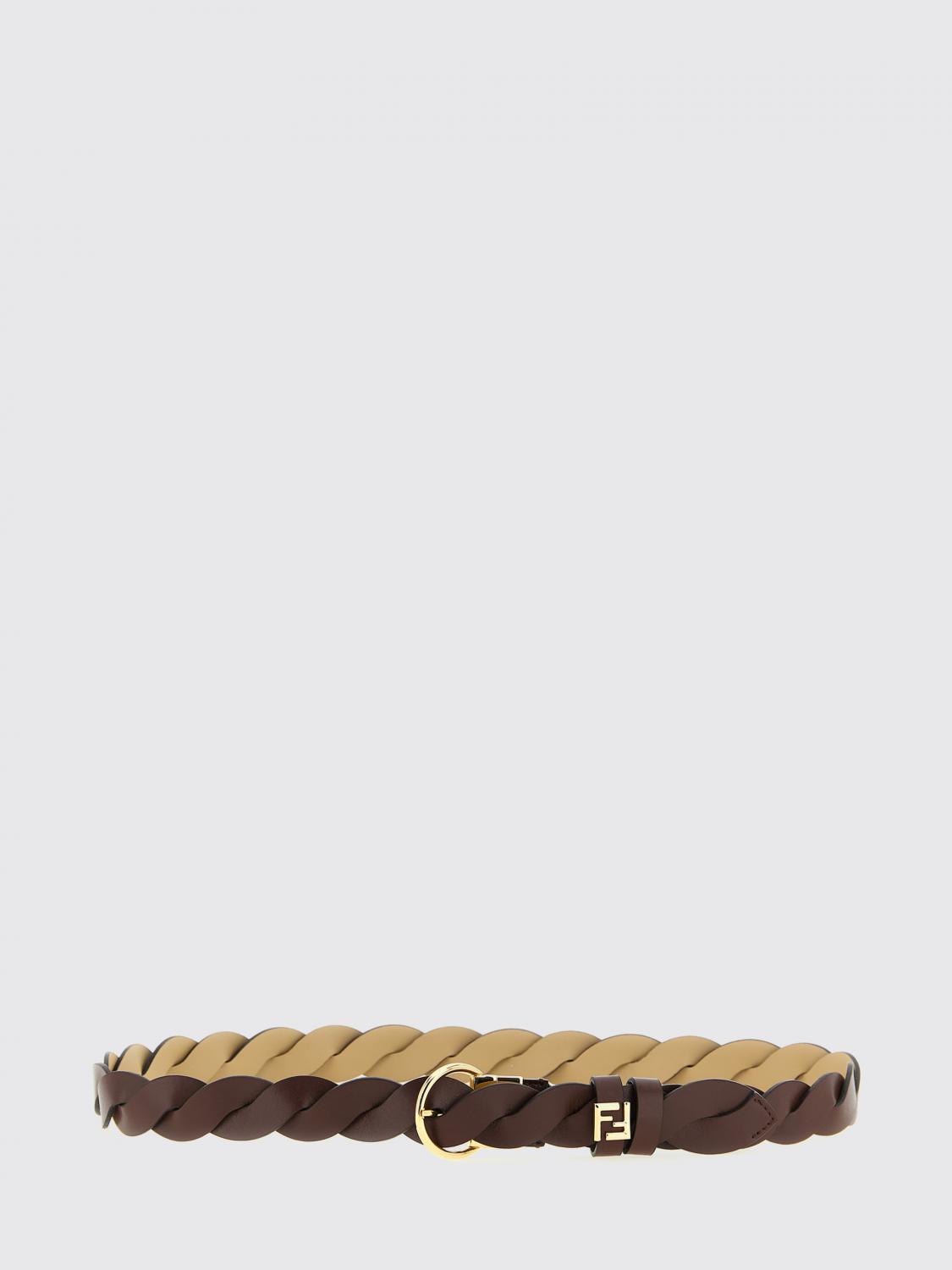FENDI Cintura FF reversibile in pelle intrecciata