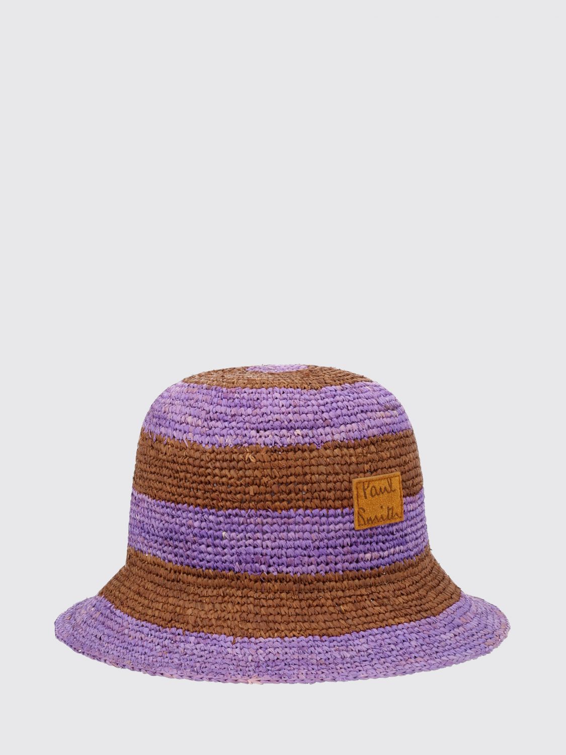 PAUL SMITH Cappello in rafia a righe bicolor