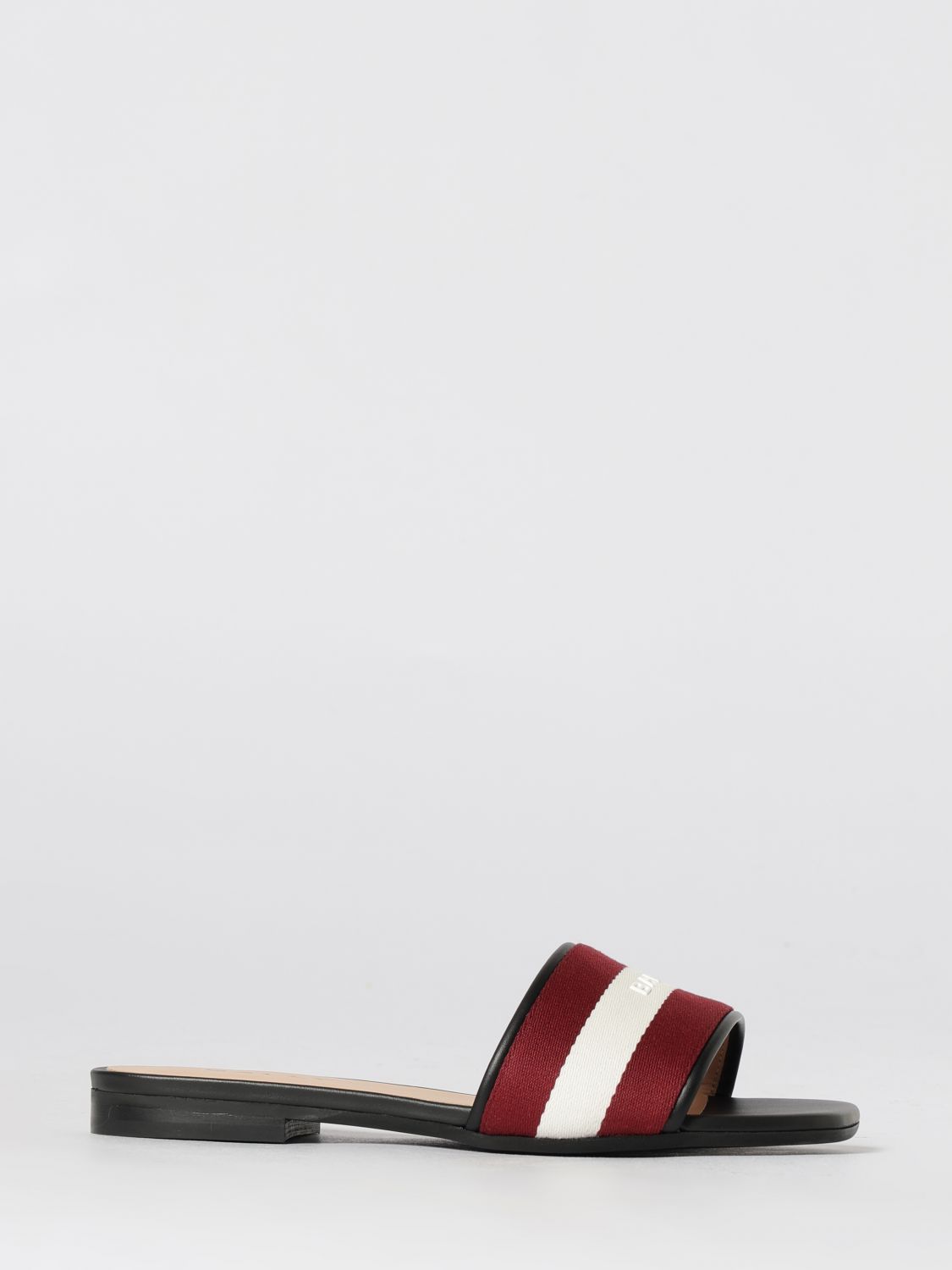 BALLY Bicolor Striped Leather and Canvas Slippers　BALLY バイカラー ストライプ レザー & キャンバス スリッパ BALLY