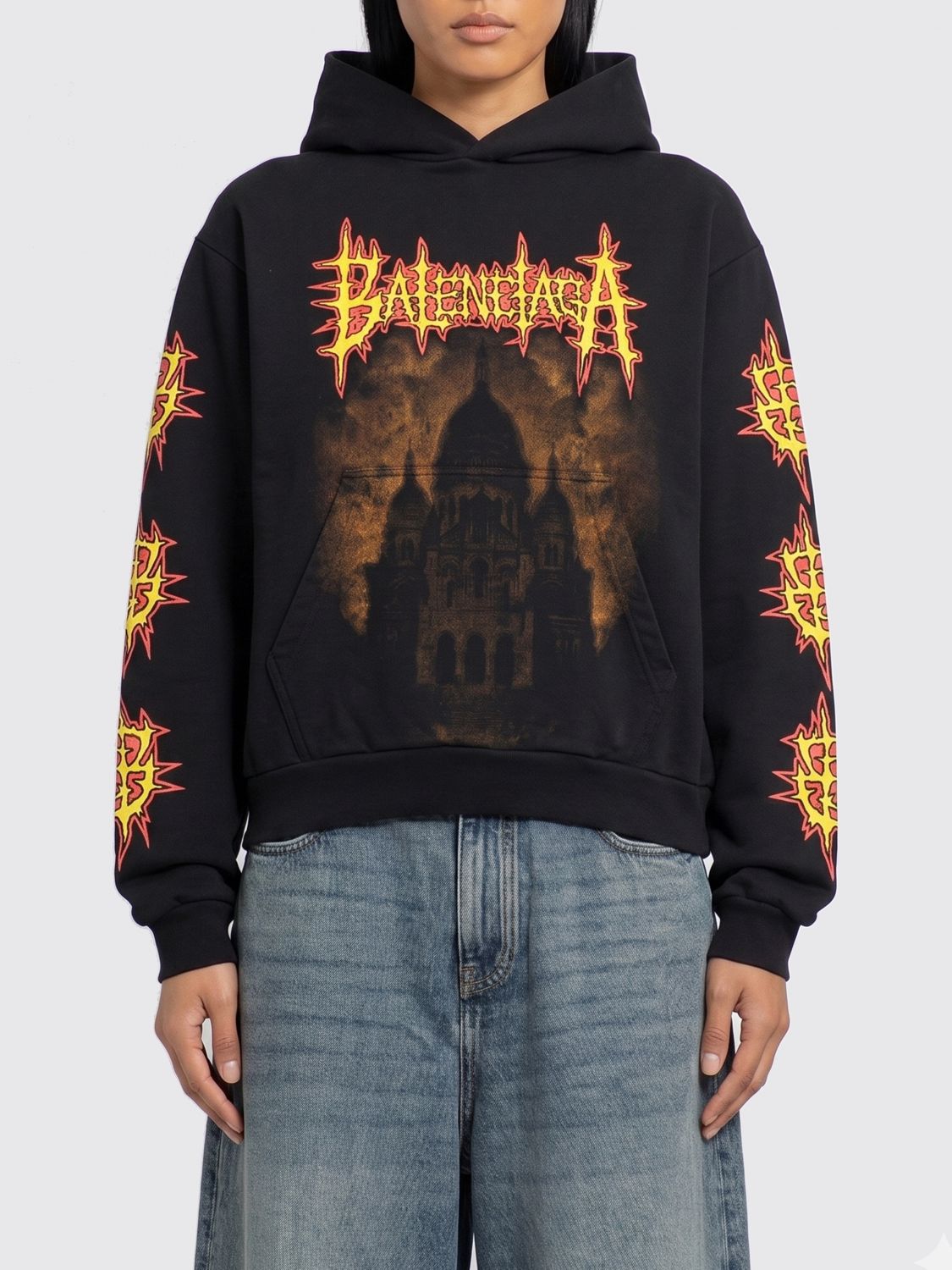 BALENCIAGA Printed Cotton Hoodie
