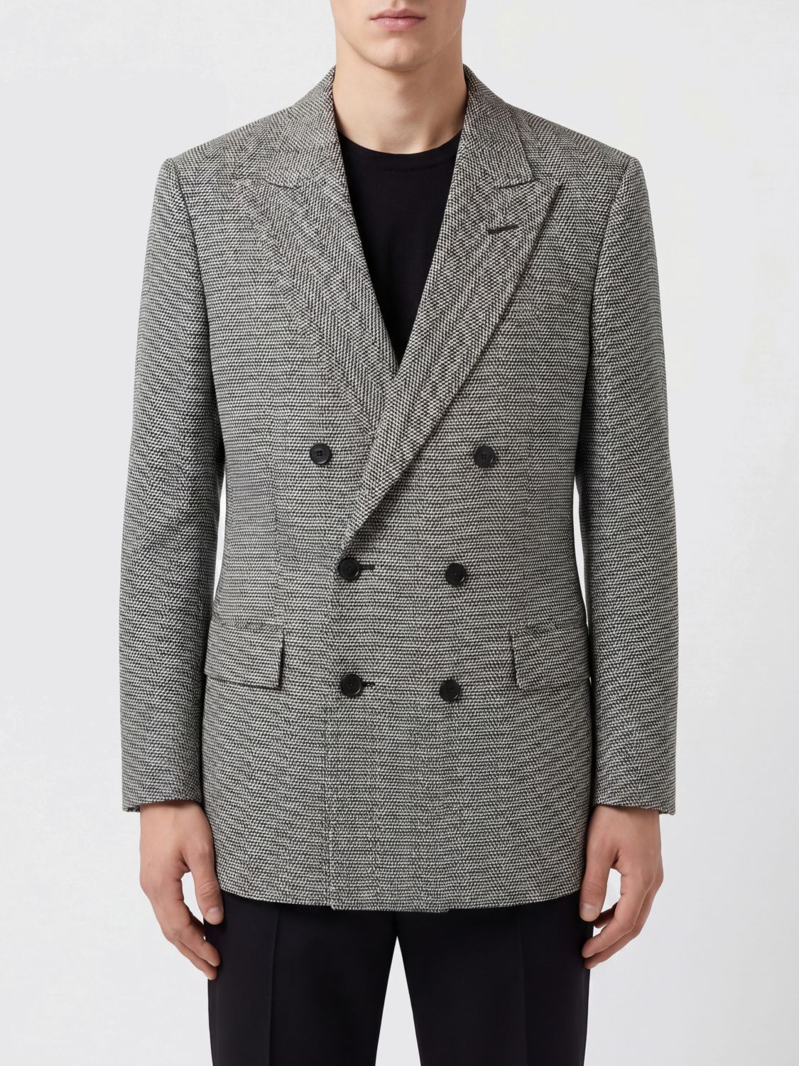 TOM FORD Blazer a doppiopetto in seta jacquard con motivo geometrico